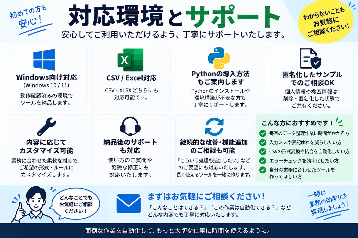 Excel・CSVの面倒な変換作業を自動化します 毎回の並べ替え・整形・チェックを、専用ツールでまとめて効率化 イメージ6