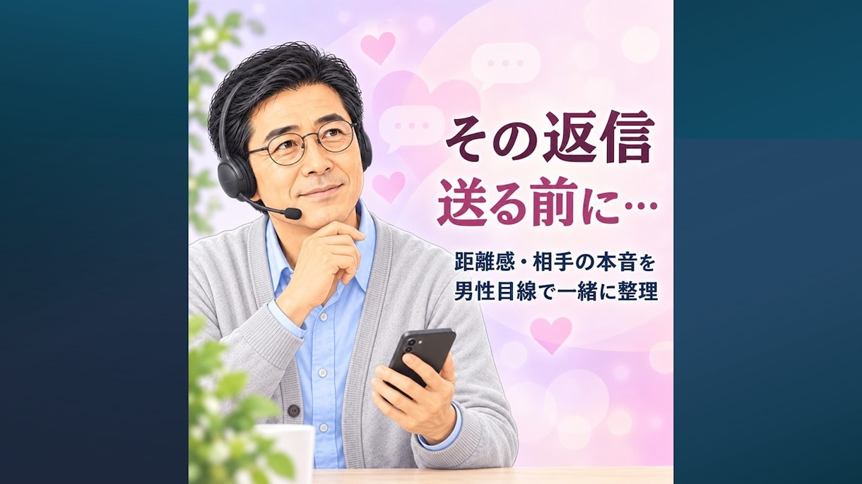 恋の迷いを男性目線で一緒に整理します 返信・距離感・相手の本音を一緒に考えます イメージ2