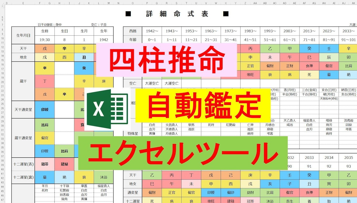 四柱推命の命式表＆鑑定書自動生成ツールを提供します 複数の流派に