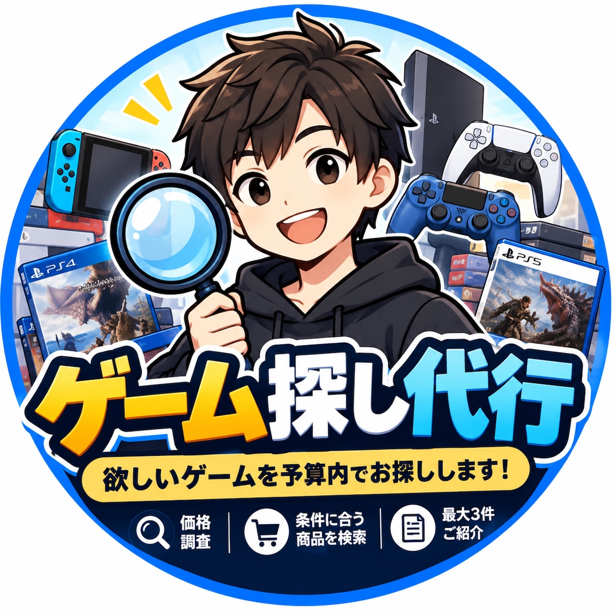 予算内で欲しいゲームを探します メルカリ・ヤフオクでお得なゲーム探しをお手伝い！ イメージ1
