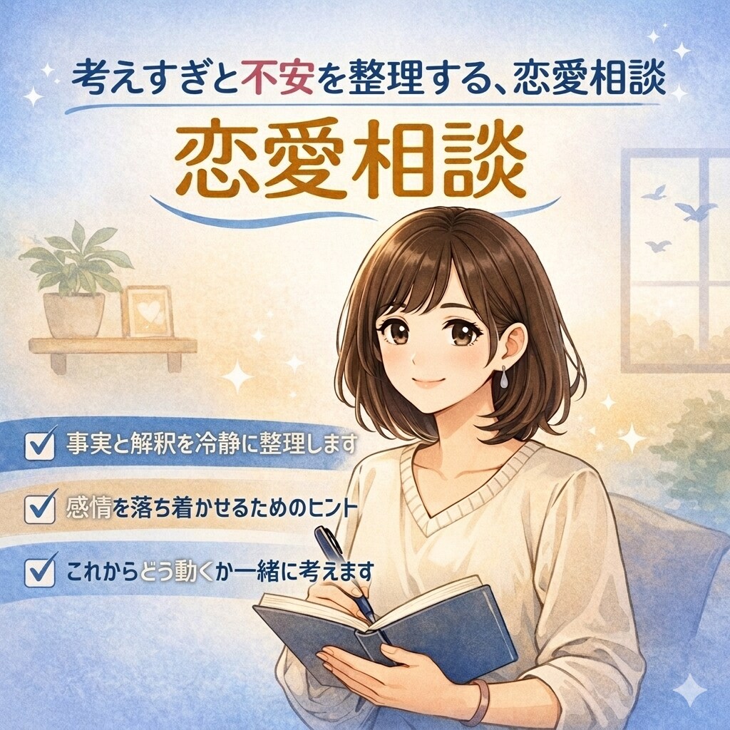 24時間チャットし放題　不安な気持ちを整理します 事実と解釈を分けて、感情に振り回されない恋愛へ イメージ1