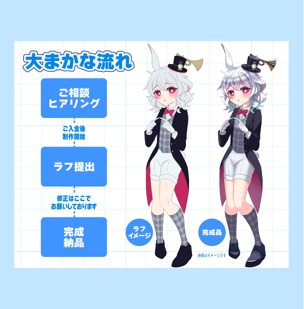 魅力あふれる立ち絵+キャラデザ制作致します イラコン複数受賞歴のあるイラストレーターが丁寧に制作致します イメージ4