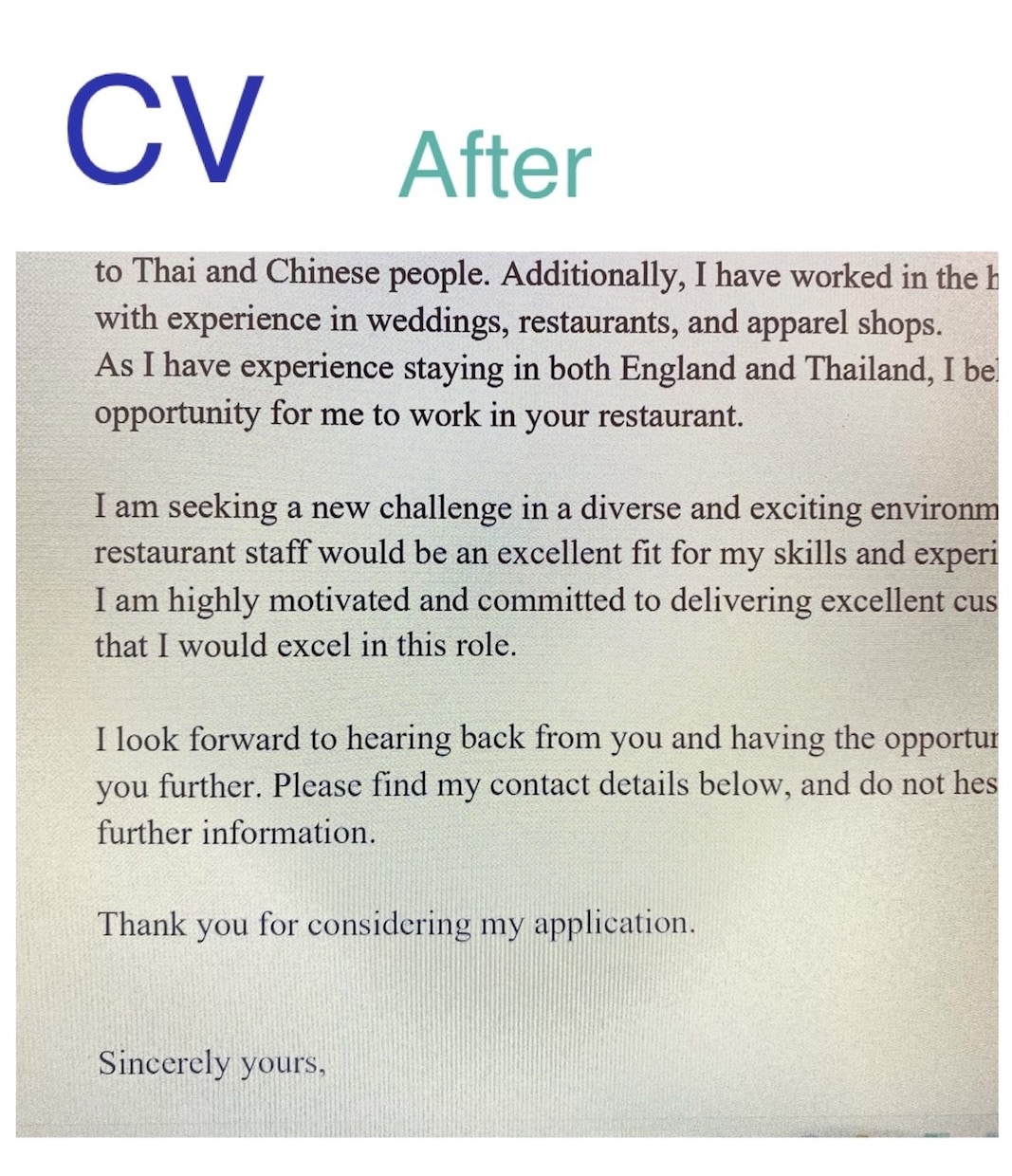 履歴書、CV　最安値で翻訳します あなたの想いを自然で伝わる英語に訳します！！ イメージ2