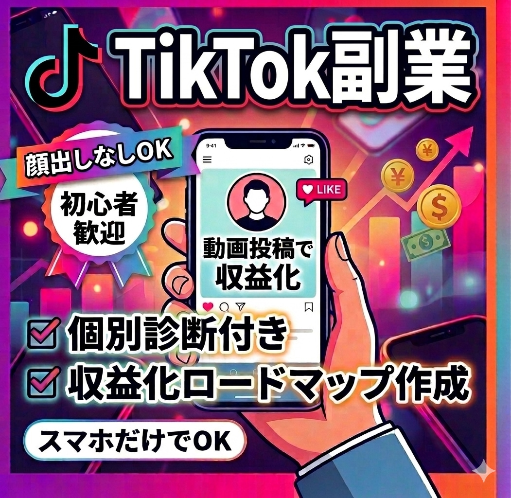 顔出しなし！TikTokアフィリエイト教えます スマホだけ！TikTokアフィリエイト副業マニュアル大公開 イメージ1