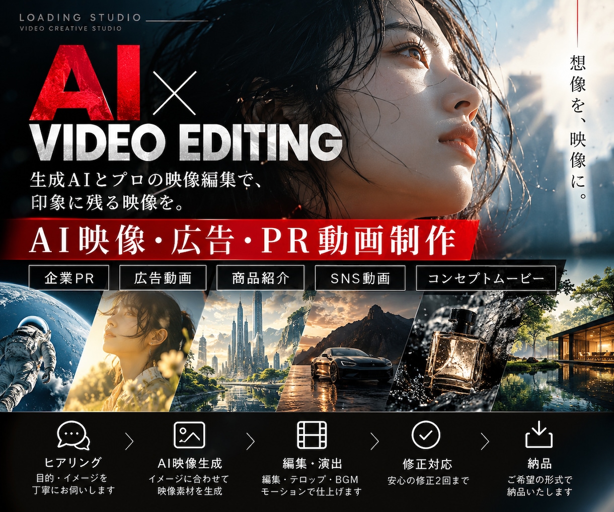 AI×プロ編集で高品質なPR・広告映像を制作します 生成AI＋映像編集で印象に残る動画に仕上げます イメージ1