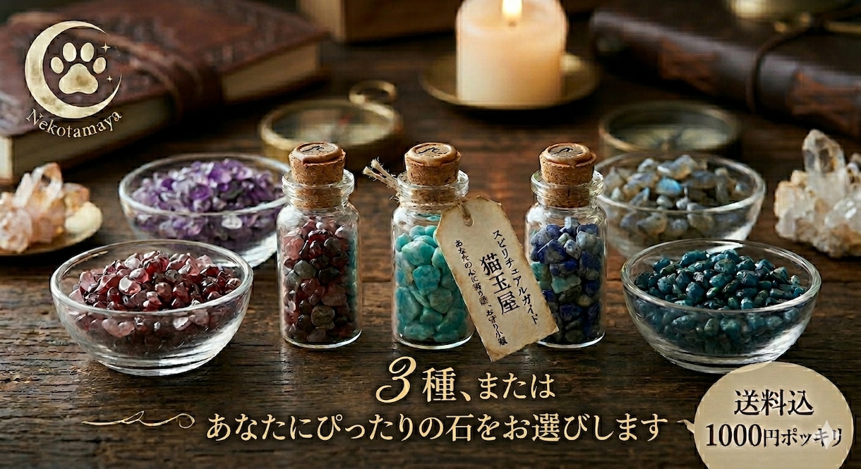 お悩みから守護石を鑑定。結果を小瓶に込めて届けます 守護石を選定。鑑定メッセージと小瓶の形にして贈ります。 イメージ1