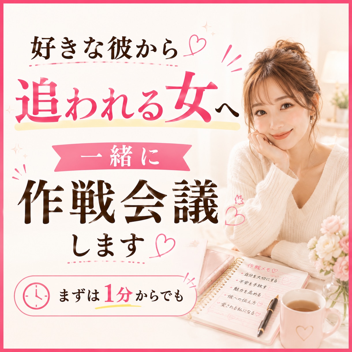 好きな彼から追われたい方、全力で作戦会議します 不安型→溺愛を叶えた私が、追われる女になる最短ルートをお伝え イメージ1