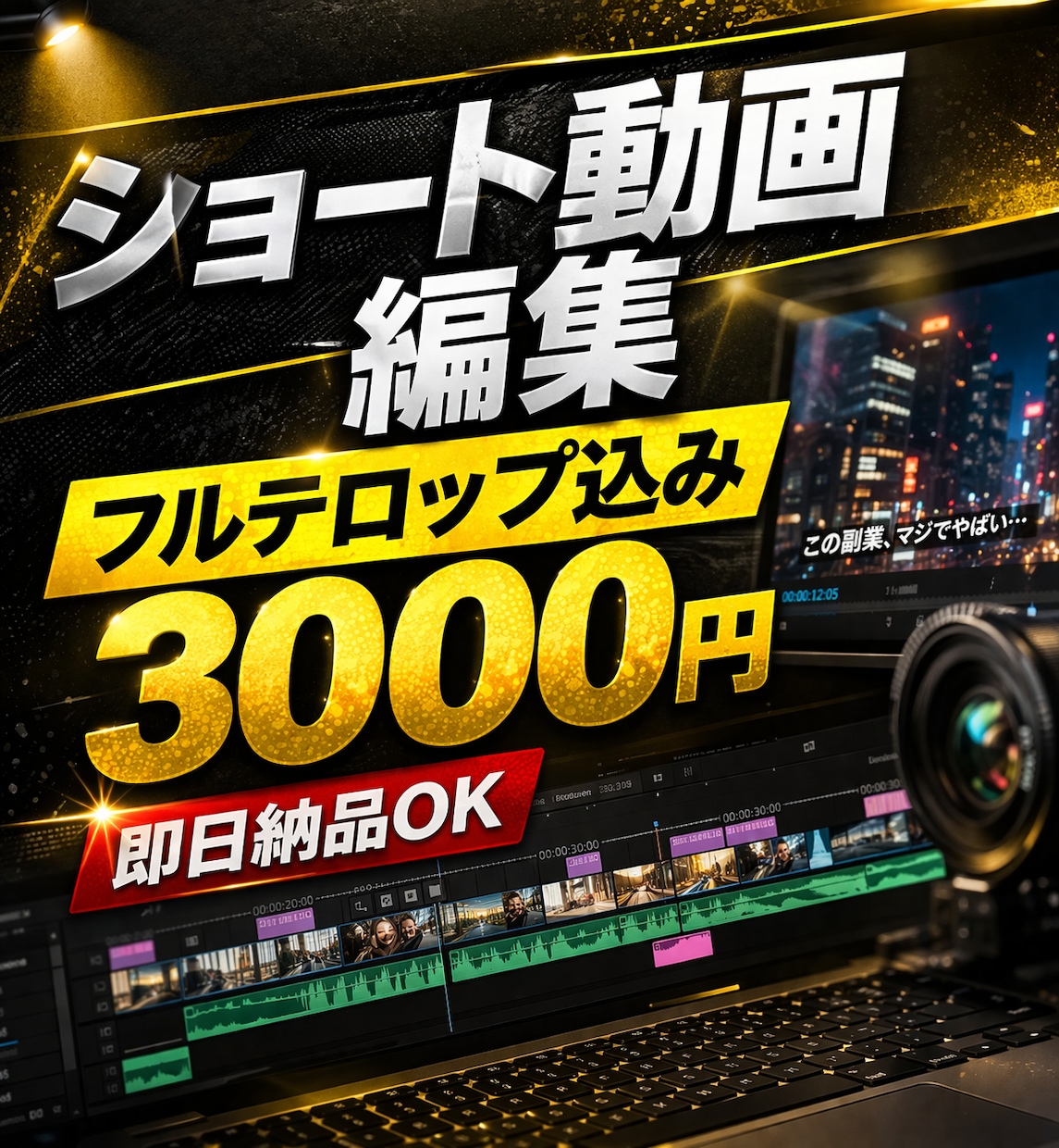 ショート動画編集3,000円 最短即日納品します フルテロップ込みで見やすく、視聴維持を意識して仕上げます。 イメージ1