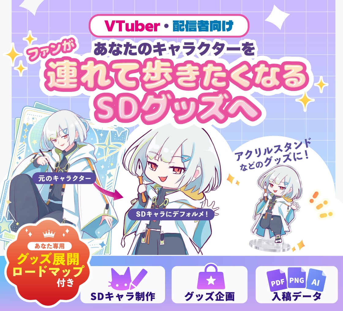 ファンが連れ歩くVTuberのSDグッズを作ります 撮って投稿したくなる仕掛けと次回展開まで設計 イメージ1
