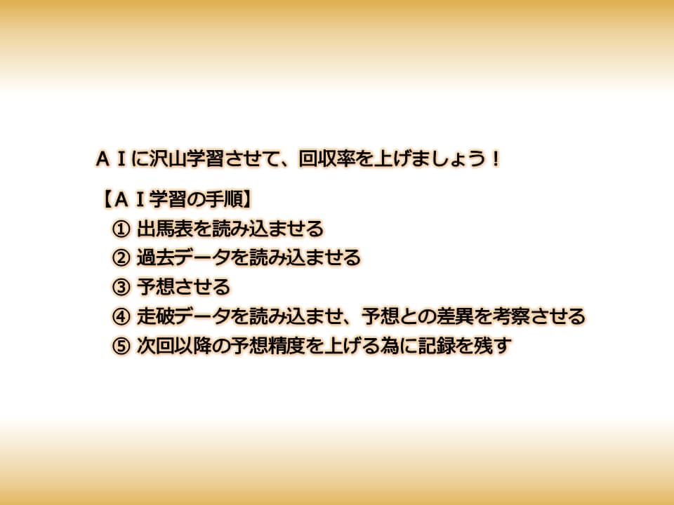 ＪＲＡ競馬☆　ＡＩ用の学習データを提供します ＡＩに競馬予想を学習させて回収率アップを目指しましょう イメージ3