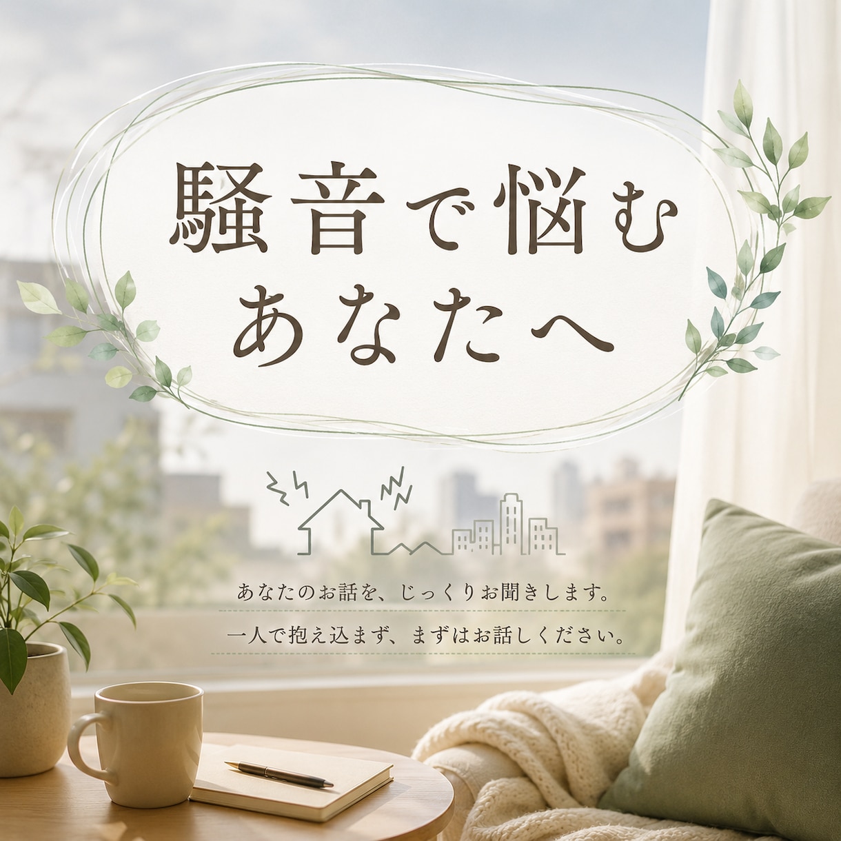 騒音で悩む方、音に敏感な方、お話し聴きます 隣人の騒音など、音で悩む方、HSPの方も。気持ちを軽く♪ イメージ1