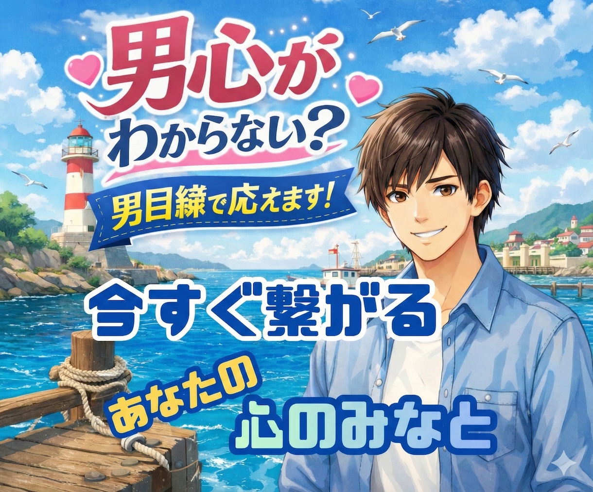 何考えてるの！？モヤモヤする・男心を教えます 今すぐ繋がるあなたの居場所♪疲れた時の心の港へおかえりなさい イメージ1