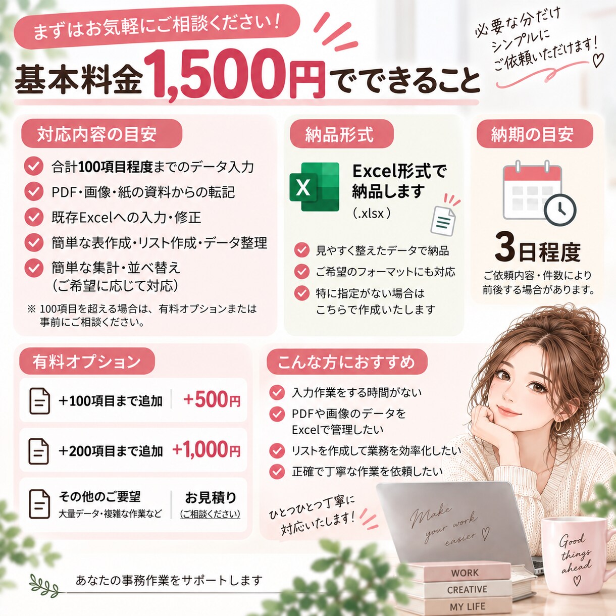 PDF・画像の内容をExcelへ入力・整理します 面倒なデータ入力・転記作業を丁寧に代行します イメージ3