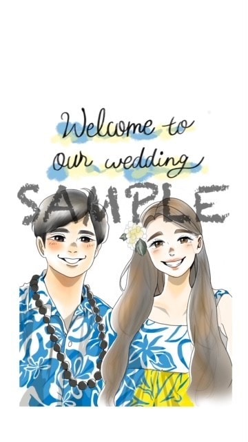 即対応！ウェルカムボードをお届けします 写真をもとに似顔絵風イラストを描きます！プレゼントにも♡ イメージ2