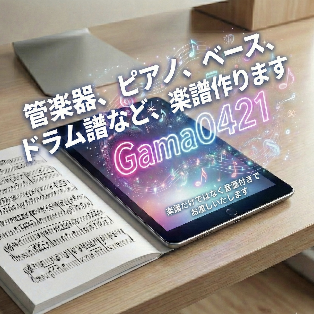 管楽器、ピアノ、ベース、ドラム譜など、楽譜作ります 楽譜だけではなく音源付きでのお渡しいたします。 イメージ1