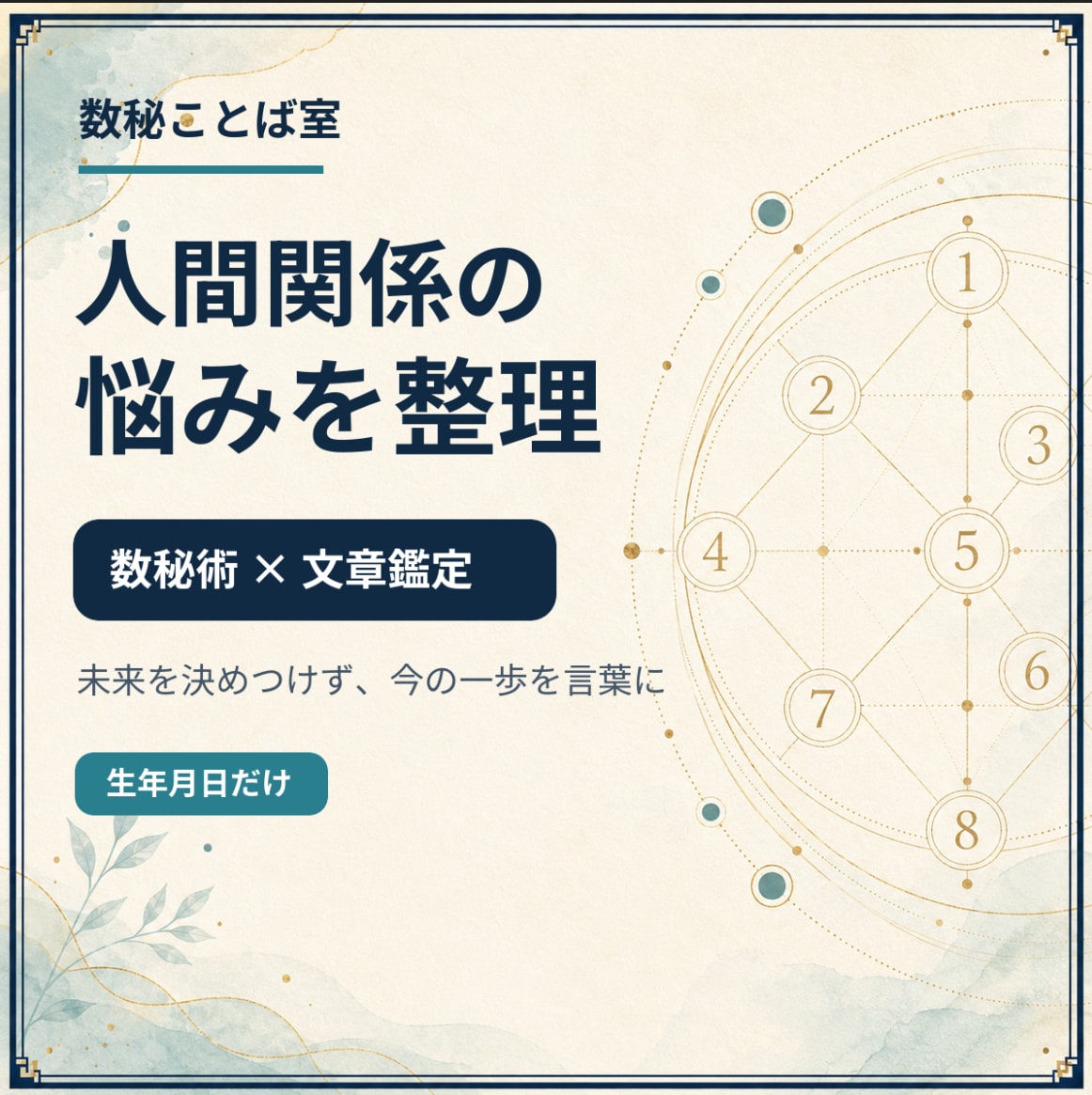 数秘術で人間関係の悩みと次の一歩を整理します 人間関係で考えが堂々巡りする方へ、7日以内に試せる一歩 イメージ1