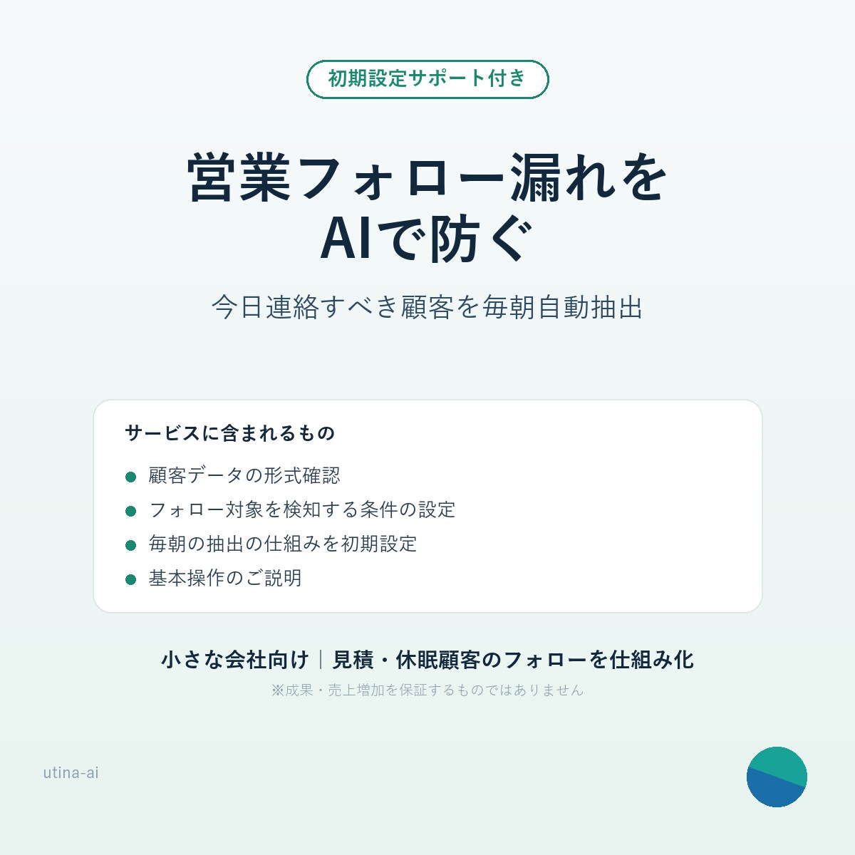 見積・休眠顧客フォロー漏れ防止AI導入ます 今日連絡すべき相手を毎朝自動抽出する仕組みを導入します イメージ1