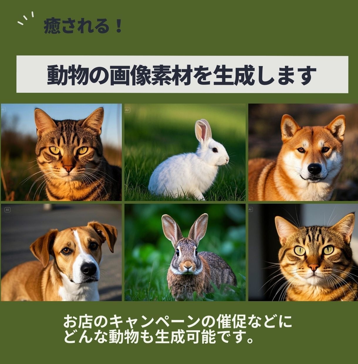 AIで動物の画像を生成します あなただけの1枚をデザインします！ イメージ1