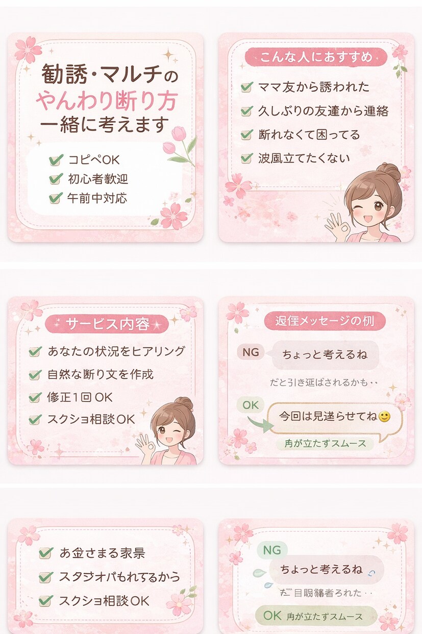 勧誘DMの不安、一緒に整理します 断りにくい勧誘、優しくサポートします イメージ1