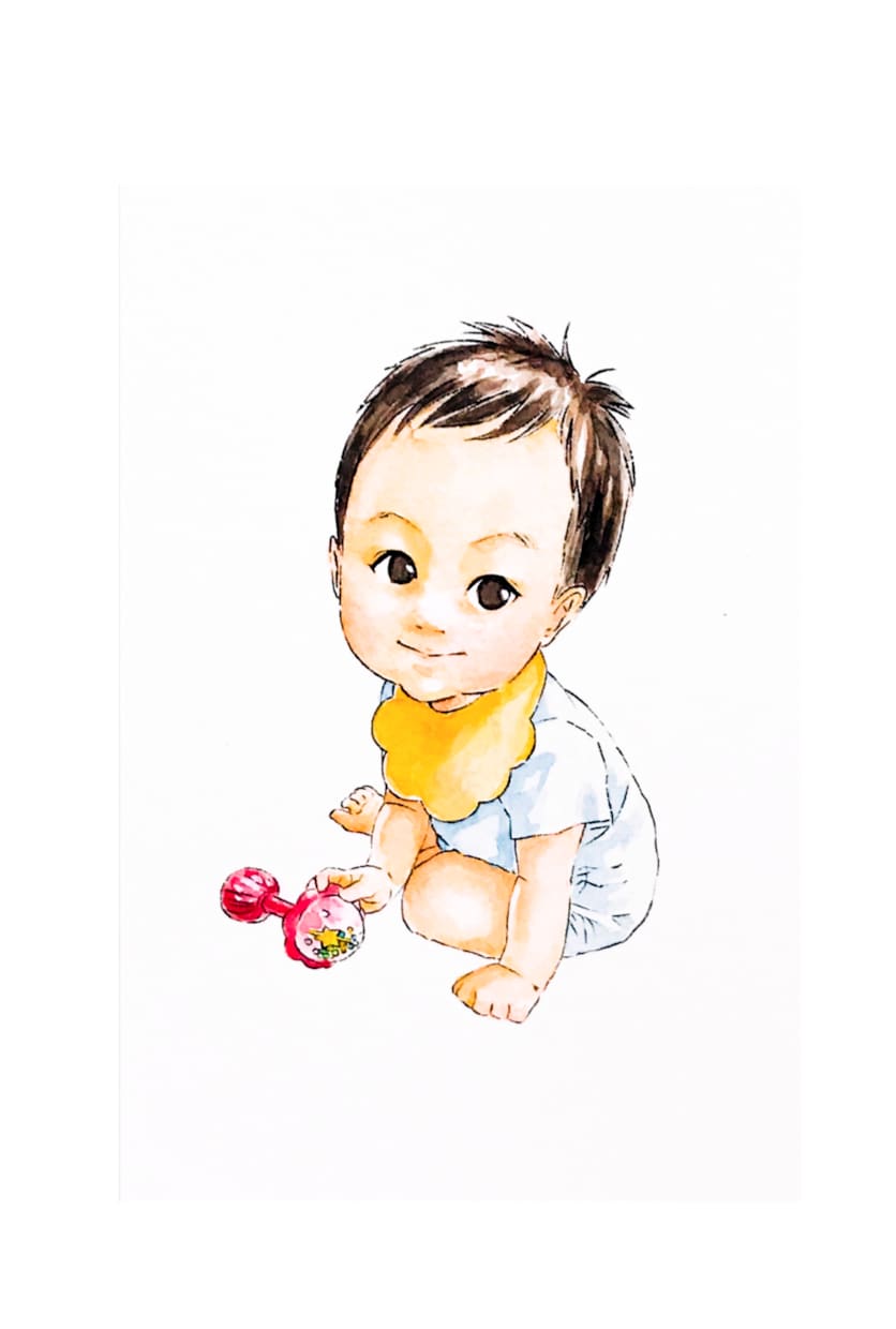 こどもの可愛い似顔絵描きます こどものほっこりかわいい水彩画似顔絵 イメージ2