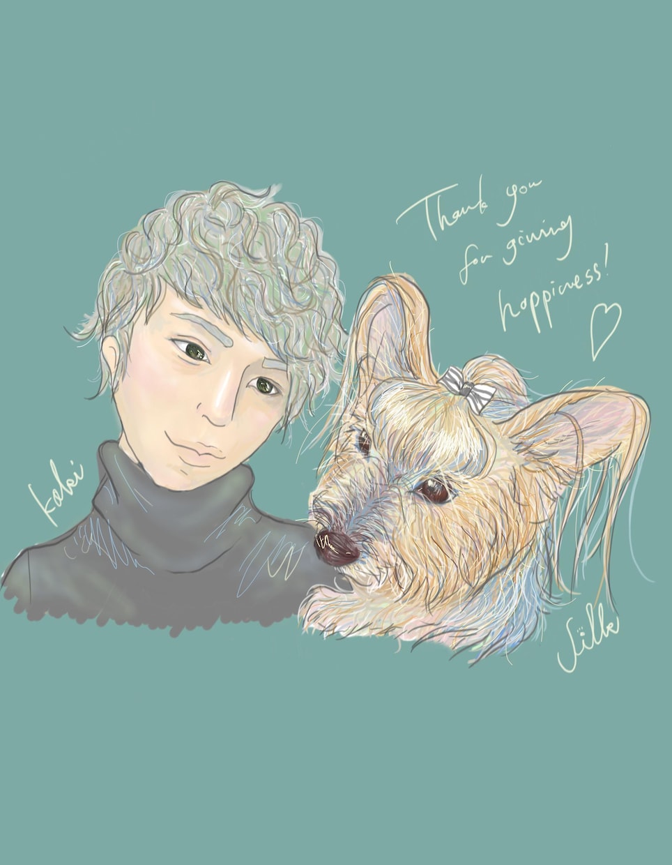 愛犬といつも一緒♪フレンチ風にイラスト作成します それぞれベストショットを組み合わせて可愛く描きます！ イメージ5