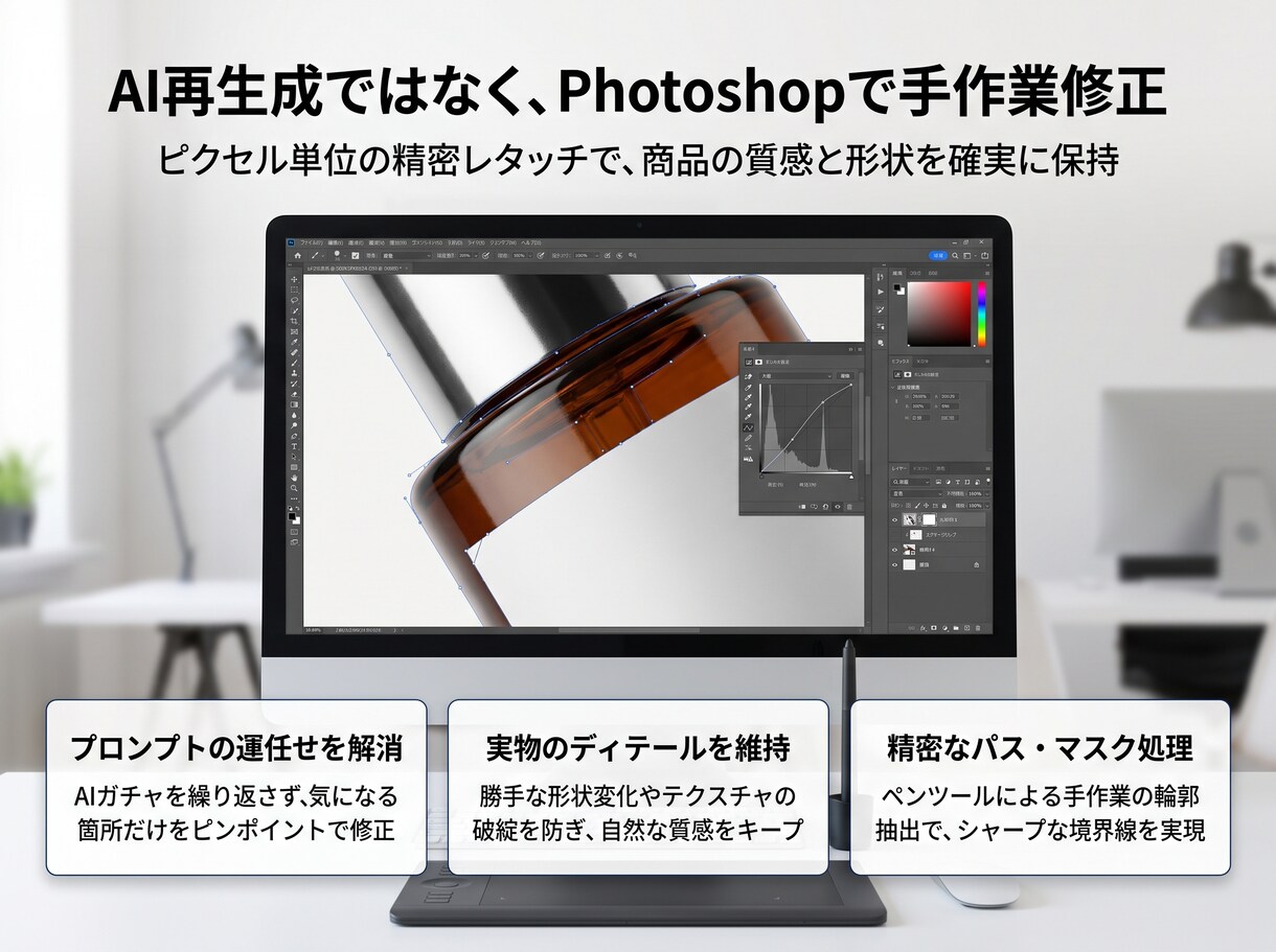 AI生成の広告・EC画像を手作業で自然に仕上げます プロンプトでは直らない歪みや違和感を広告・EC用にプロ修正 イメージ2