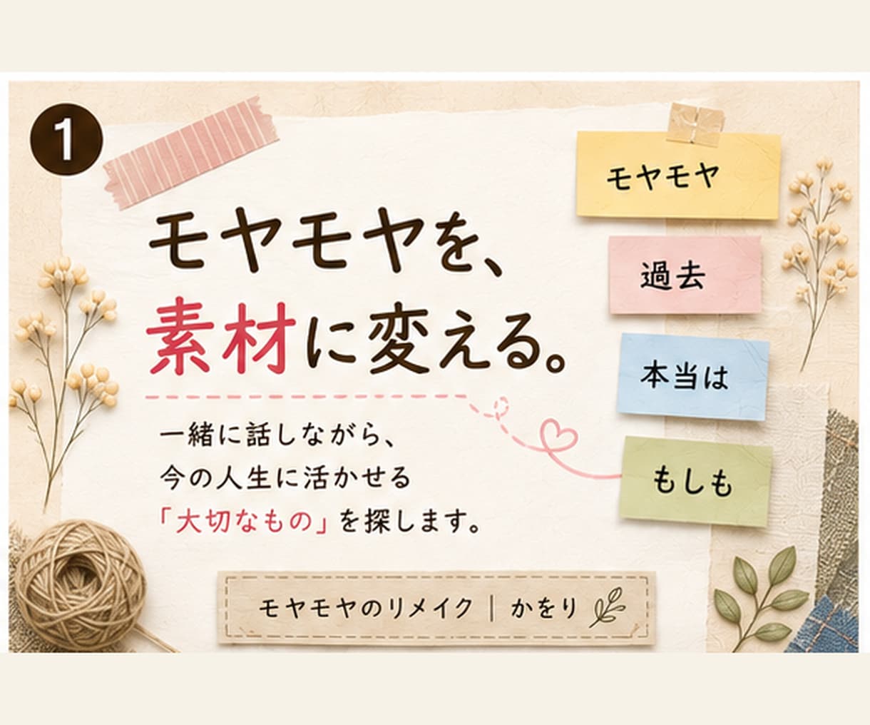 昔からのモヤモヤ、対話で整理して今に活かします そのモヤモヤ、捨てずに「今」にリメイクしませんか？ イメージ1