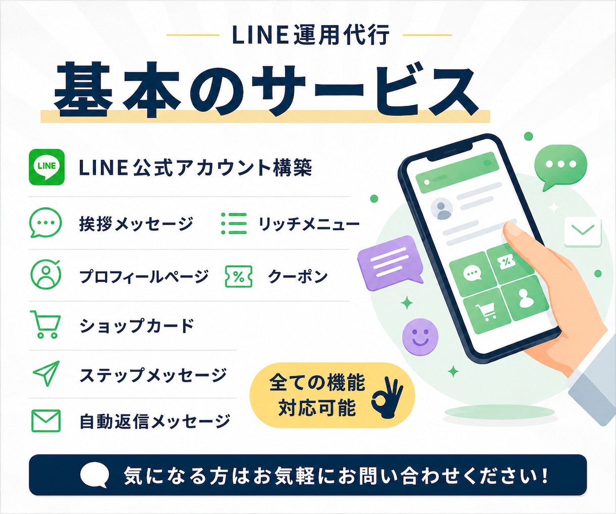 丸投げでLINE公式アカウント構築・運用代行します アカウント構築〜リッチメニューデザインまで丸っと対応！ イメージ2