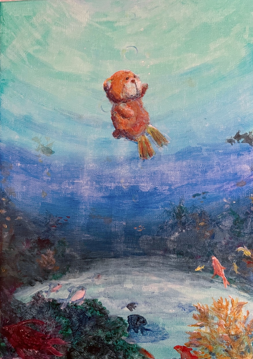 アナログでアクリル画をキャンパスに描きます 動物やぬいぐるみが好きな方、癒される作品を心がけています。 イメージ2
