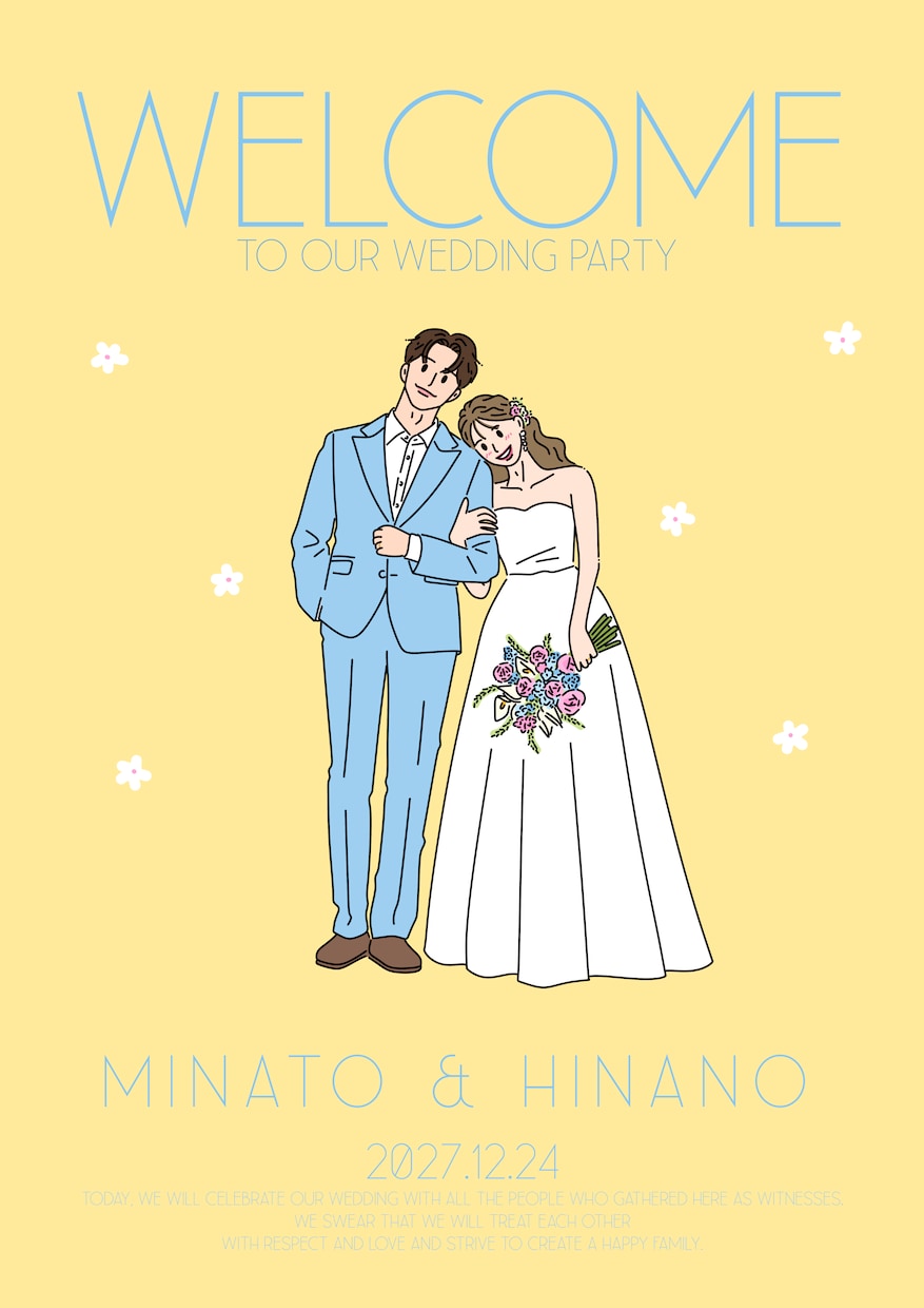 韓国風＊ウェルカムボードイラスト描きます 結婚式のテーマカラーに合わせたウェルカムボードイラスト イメージ4