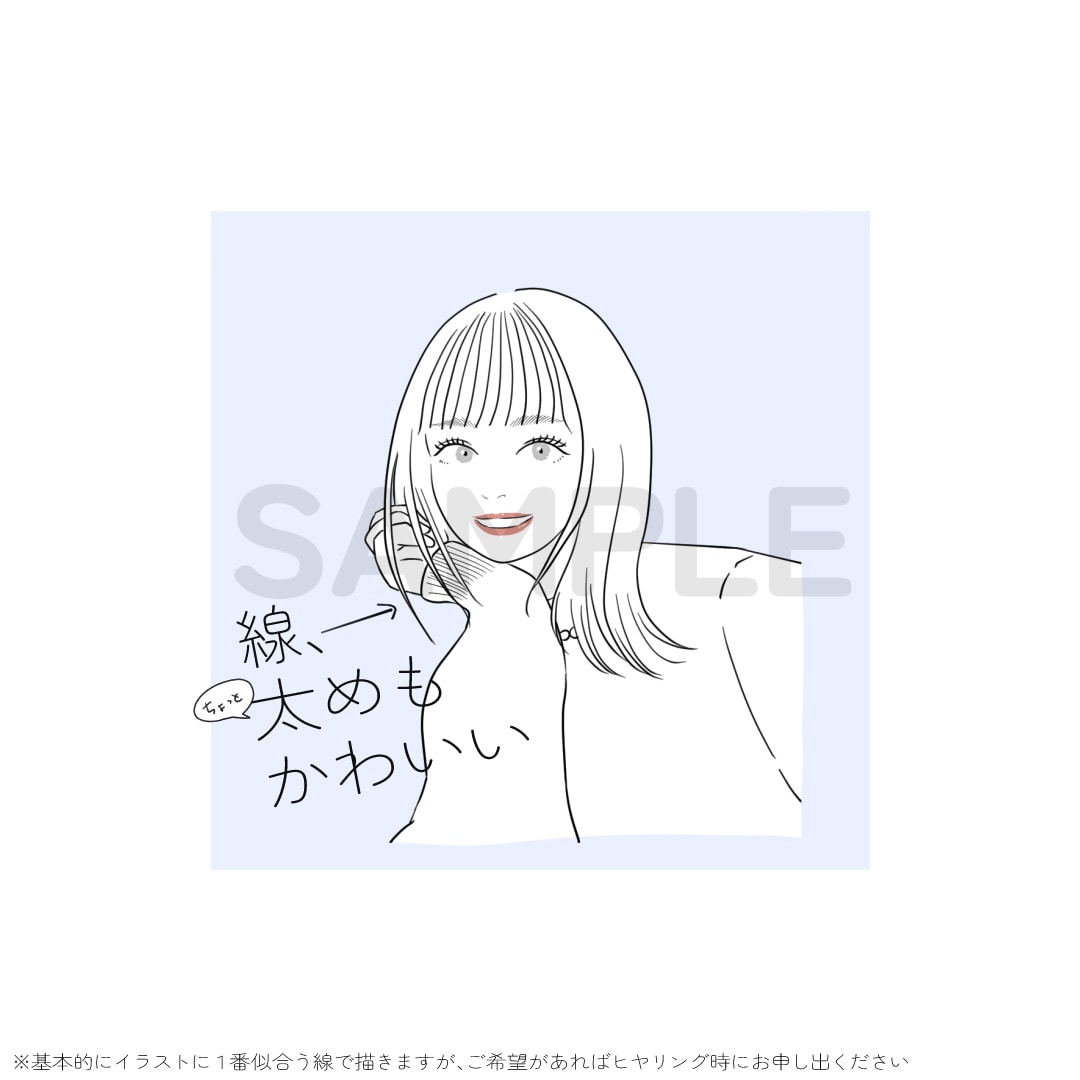 商用◎韓国風お洒落な手描き似顔絵イラスト描きます ブログアイコンや名刺・HP等 / 華やかシンプル線画イラスト イメージ2