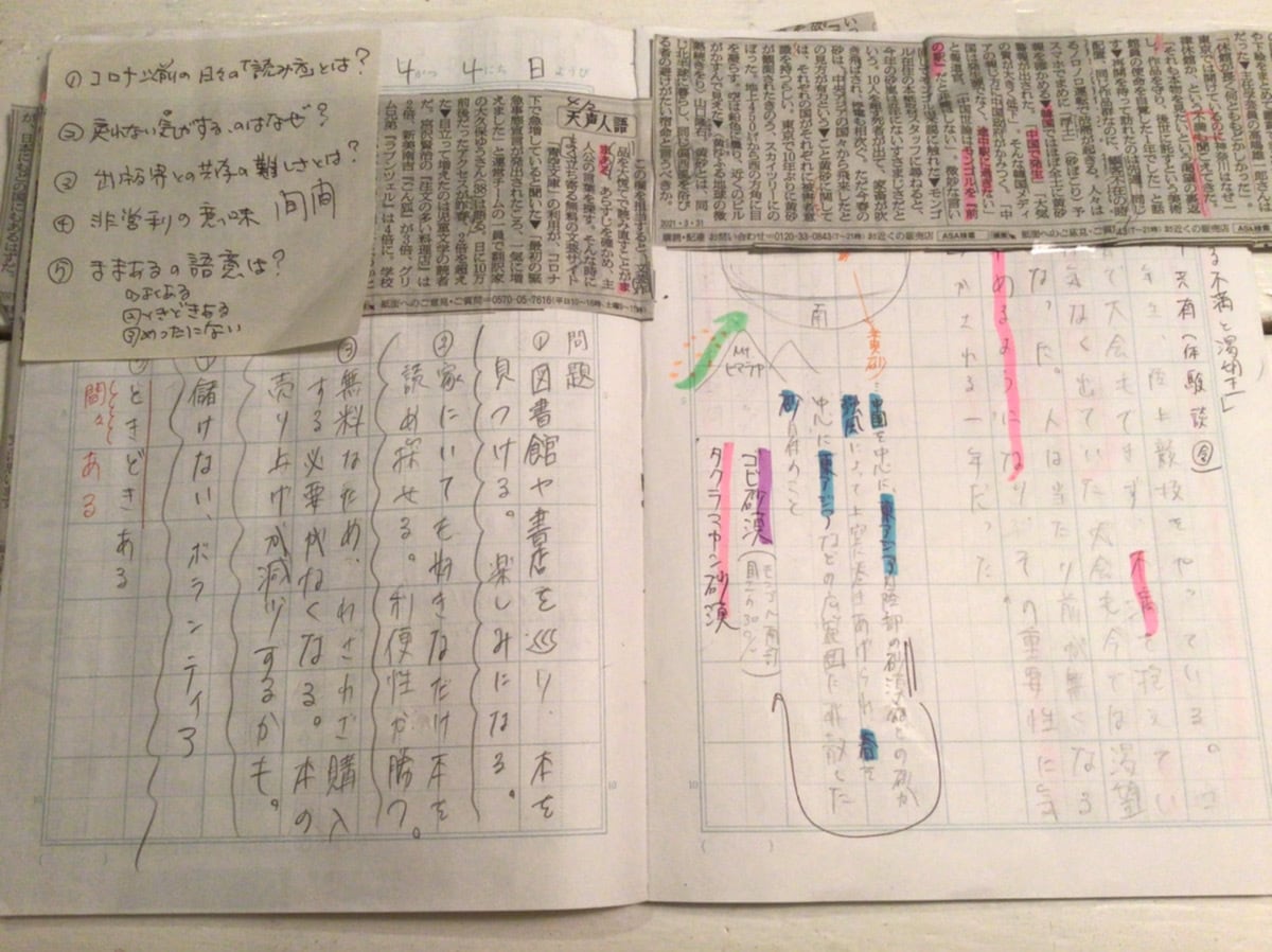 大学入試、総合型選抜向け小論文、国語力を強化します 合計2回のカリキュラムを『天声人語』を使って指導します。 イメージ2