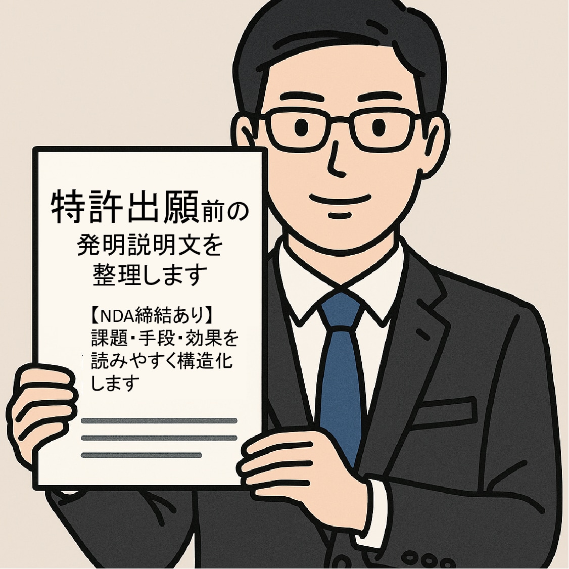 特許出願前の発明説明文を整理します 【NDA締結あり】課題・手段・効果を読みやすく構造化します イメージ1