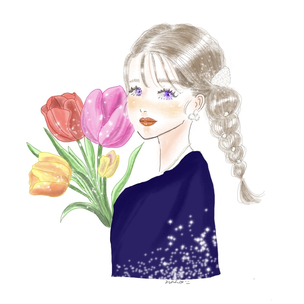 お写真から更に可愛くキラキラな似顔絵を描きます あなただけのオーダーメイドの可愛い似顔絵、アイコン描きます。 イメージ6