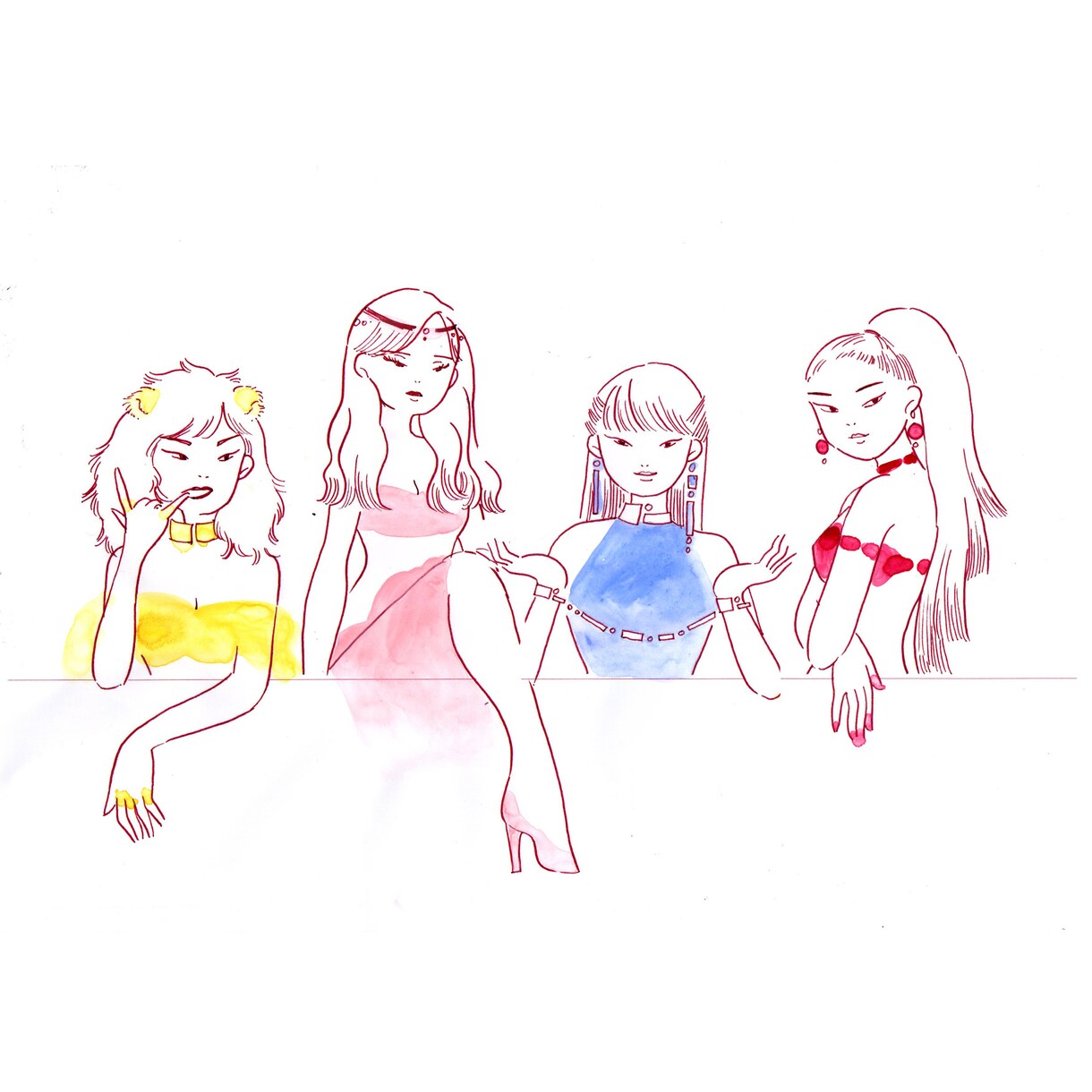 繊細でオシャレな女の子のイラストを描きます 挿絵、広告、プレゼントなどに！ イメージ3