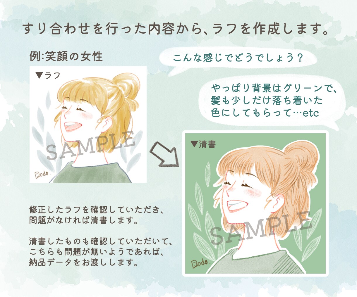 目を伏せた大人な雰囲気のイラストアイコン描きます 商用可！ナチュラルな好印象SNSアイコン イメージ7