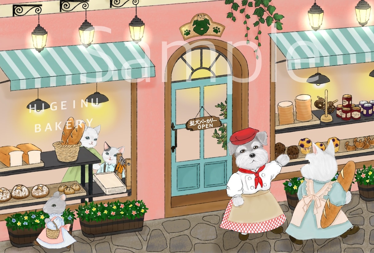 絵本の挿絵、ヘッダーにも！動物の一枚絵を作成します 商用可能、ラフ修正無制限、背景込みのお値段です。 イメージ5