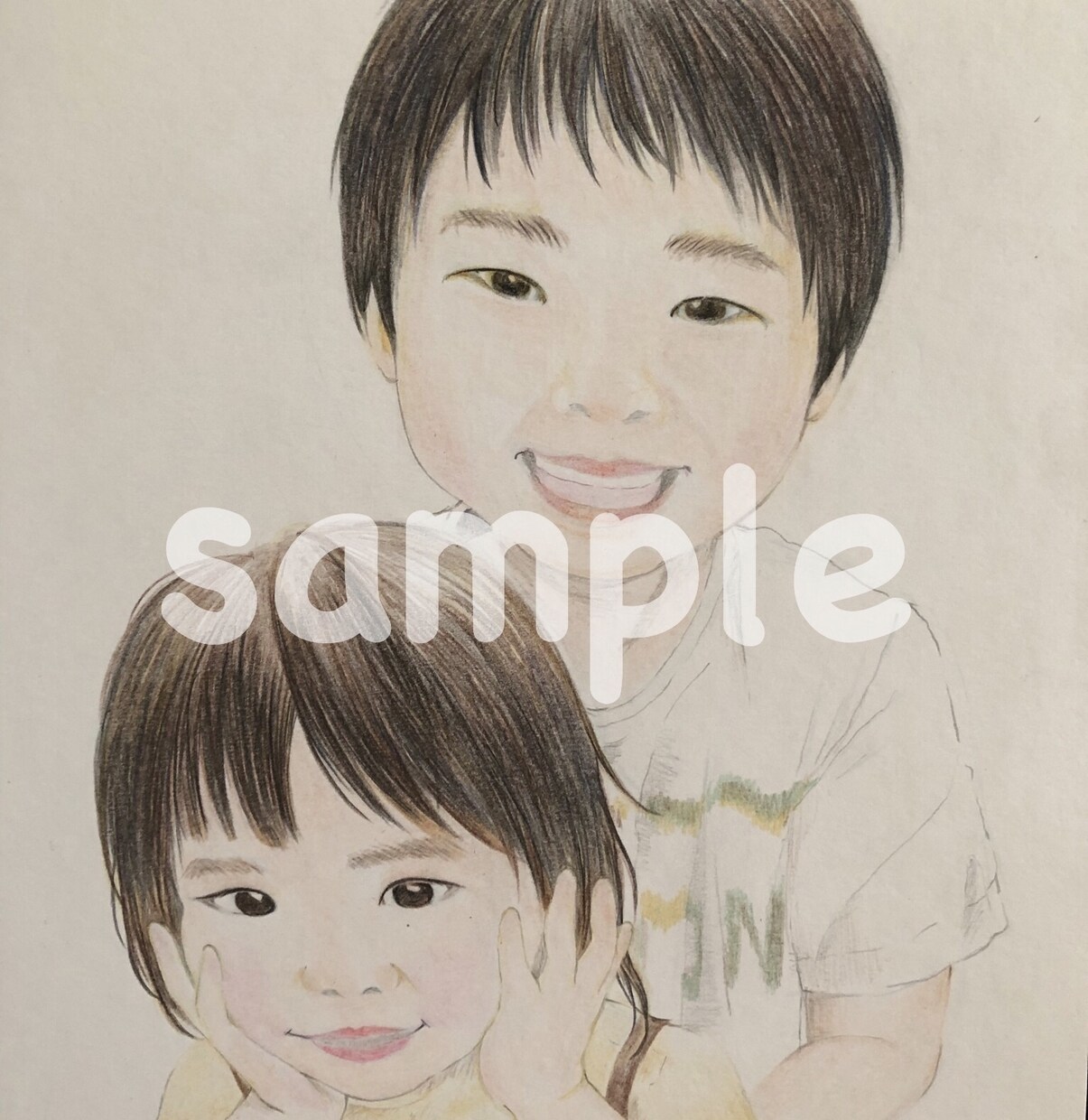 アナログ 手書き似顔絵 オーダー イラスト描きます 5名様限定価格 やわらかふんわりタッチ 色鉛筆 リアル記念日 イメージ5