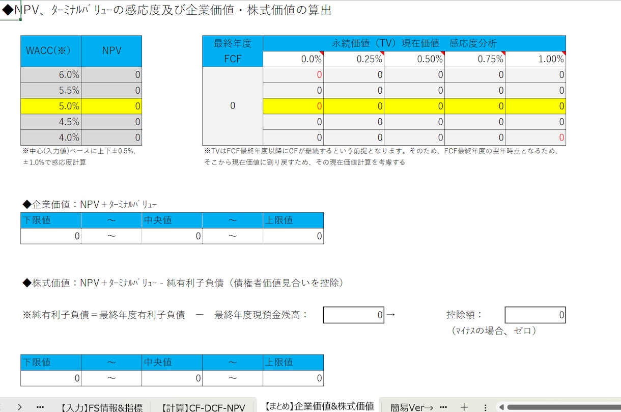 ファイナンスのDCF・NPV計算シートを提供します 簡易入力、DCF・NPV・企業価値の自動計算、特典資料も イメージ7