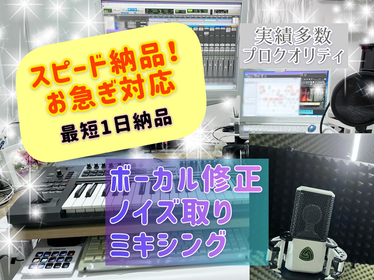 最速1日〜ボーカル修正、ノイズ処理、ミックスします お急ぎ◎スピード納品（要問合せ）実績多数のプロクオリティ イメージ1