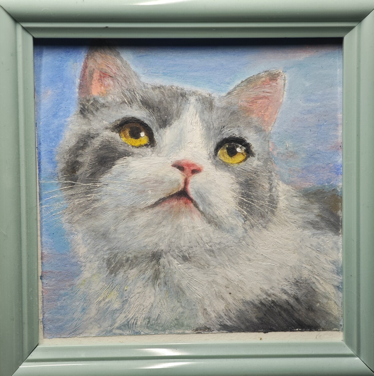 オイルパステル　原画郵送　ペット似顔絵を描きます 手書き/ハイクオリティ/動物全般/額付き無料/送料無料 イメージ3