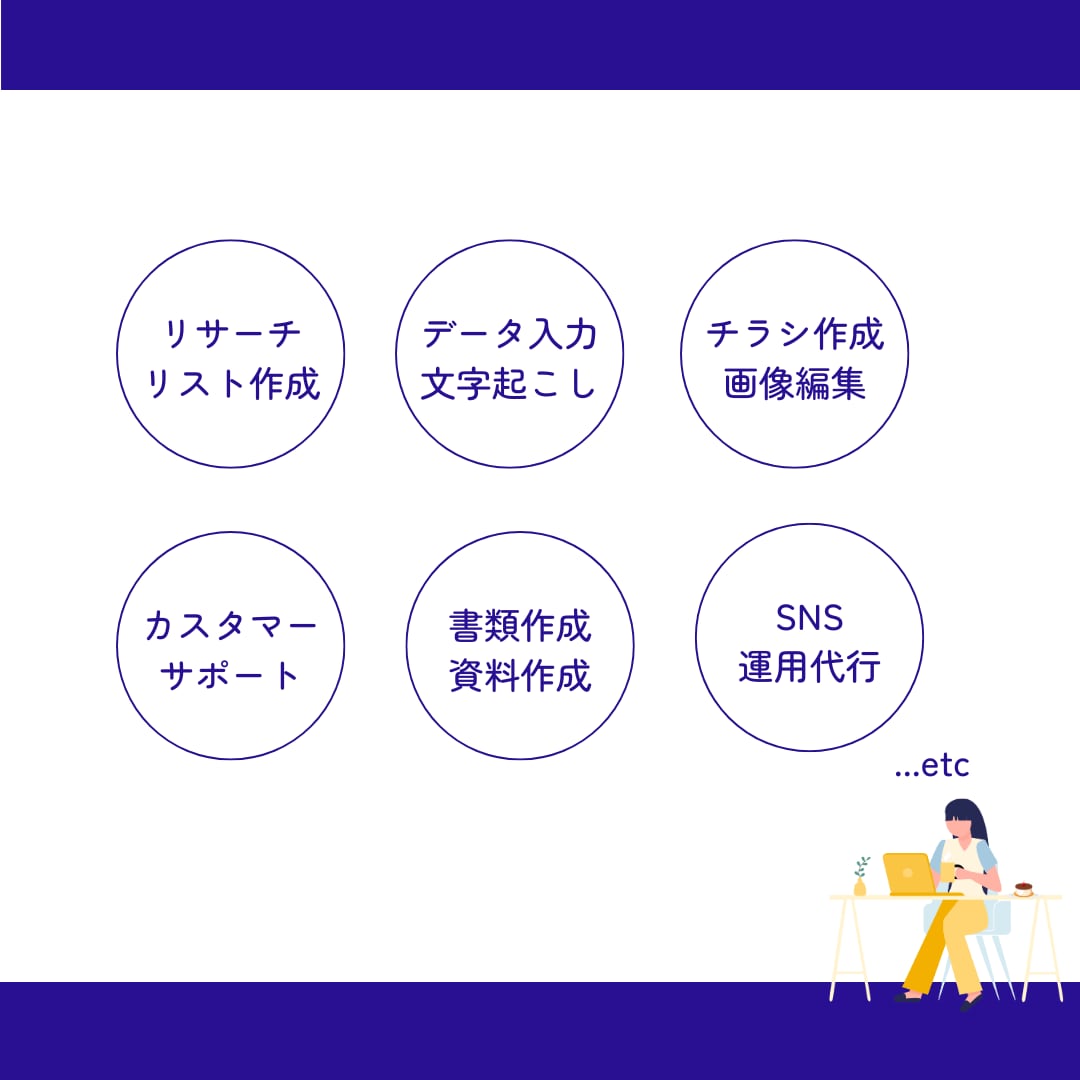 事務作業全般サポートします 事務作業全般、お困りごとなど、お気軽に何でもご相談ください！ イメージ2