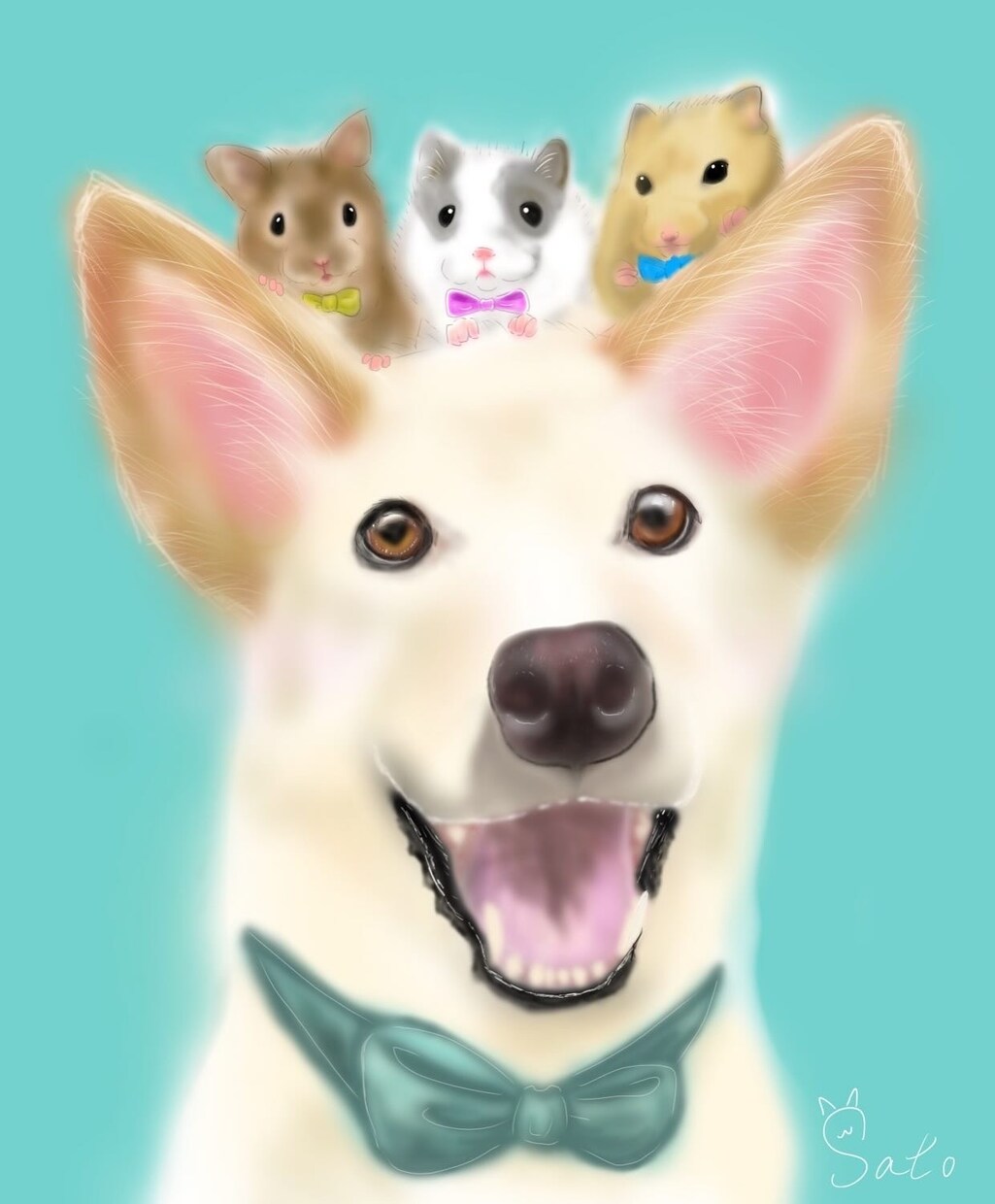 やさしい雰囲気で可愛くペットの似顔絵描きます わんちゃん、ねこちゃん、とりさん、ハムちゃんなどなど イメージ4