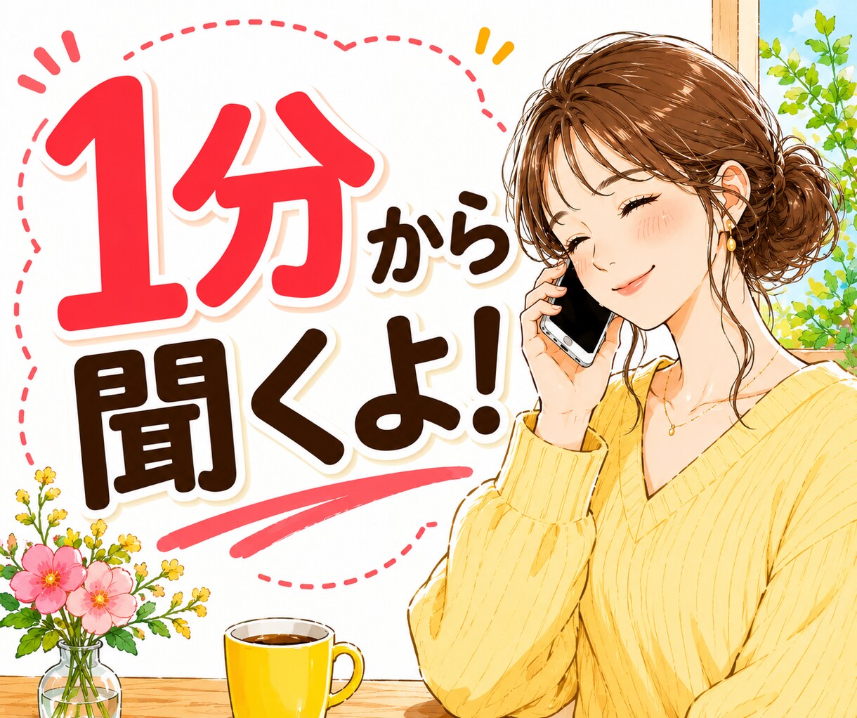 1分でも大丈夫♪愚痴・悩み・雑談、何でも聞きます 九州の田舎弁で、ほっと心がゆるむ時間をお届けします！ イメージ1