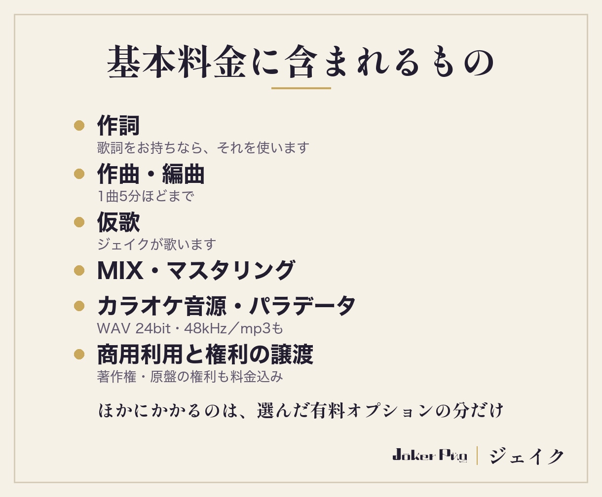 オリジナル曲を作詞作曲からMIXまで込みで作ります あなたの物語を曲に。作詞・仮歌・著作権譲渡まで込み イメージ2