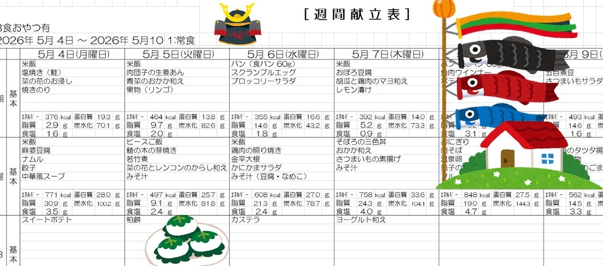管理栄養士　月単位献立作成～発注書類を作成します 特養・老健を知り尽くしたプロが作る高齢者施設向け献立作成 イメージ1