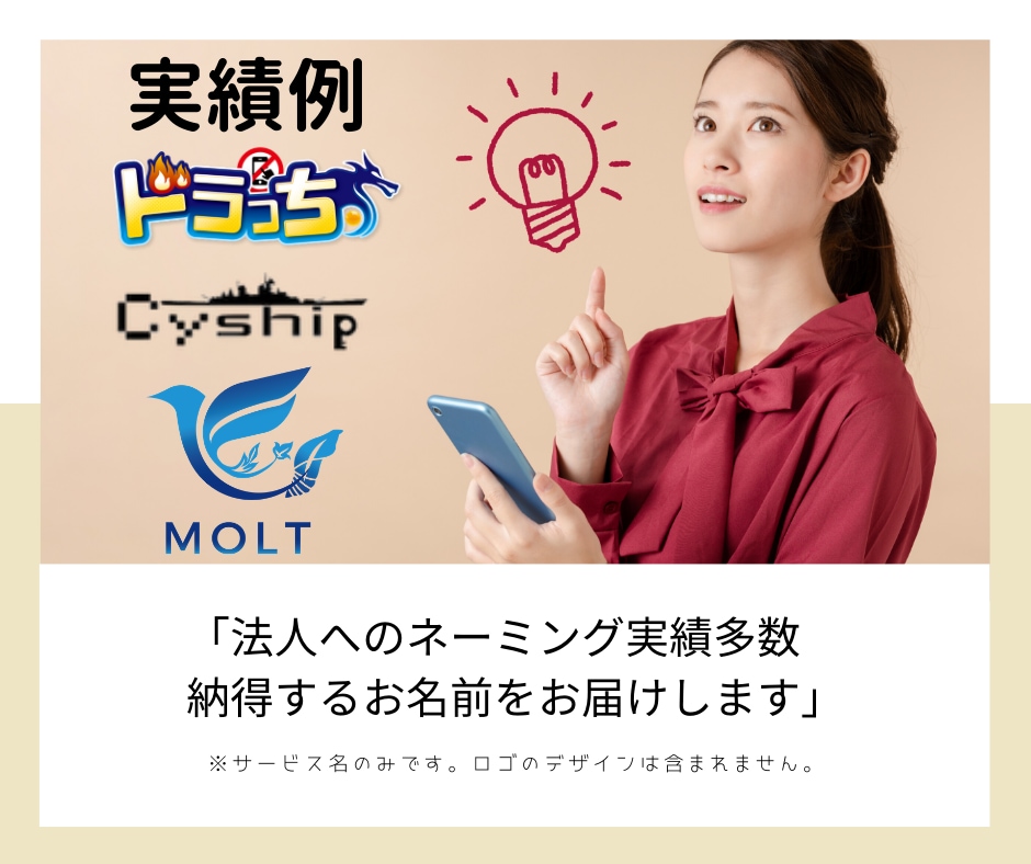 限定価格　サービス名、商品名、会社名考えます 法人へのネーミング実績多数　納得する名前をお届けします イメージ1