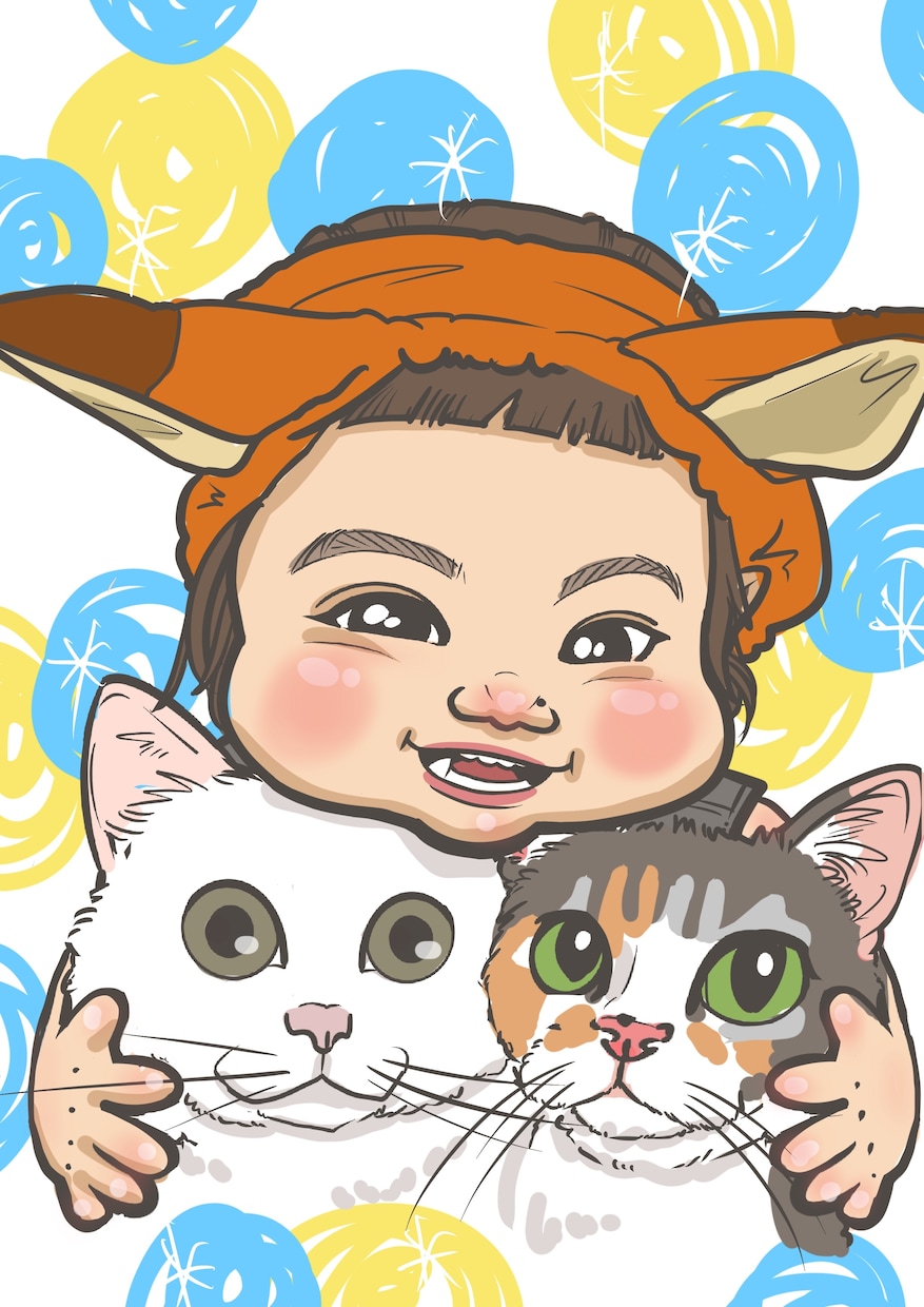 即日納品！おもしろ可愛い似顔絵を作成致します ご家族や親戚の集合写真や、誕生日記念日などのプレゼントへ！ イメージ2