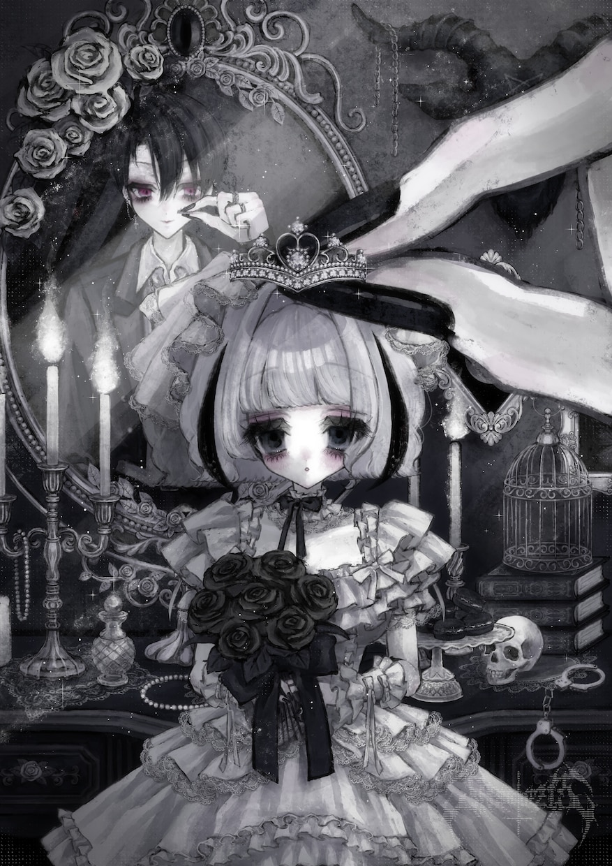 厚塗りでSNSアイコン､立ち絵､1枚絵描きます ゴシック、病み系、ロリィタ、ダークメルヘン、アンティークな絵 イメージ3