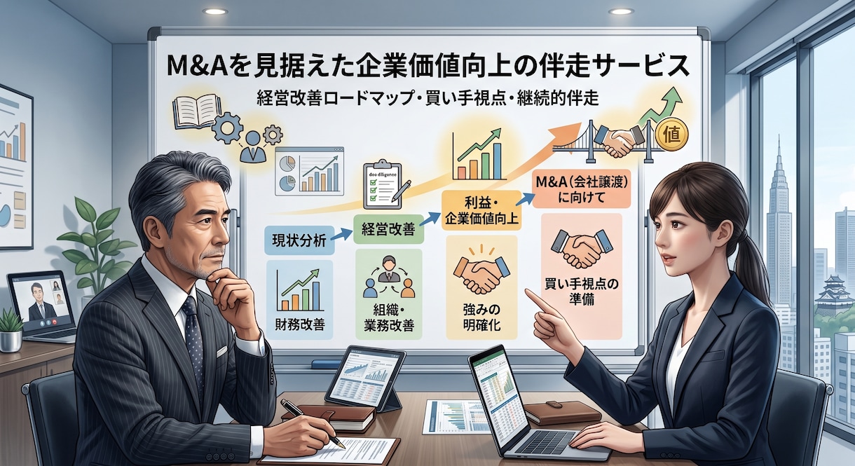 M&Aを見据えた企業価値向上を支援します M&A前に企業価値を高める経営伴走 イメージ1